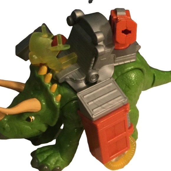 Imaginext Green Dinosaur Triceratops with Gear Fisher Price Dino Riders Parts - Picture 1 of 9